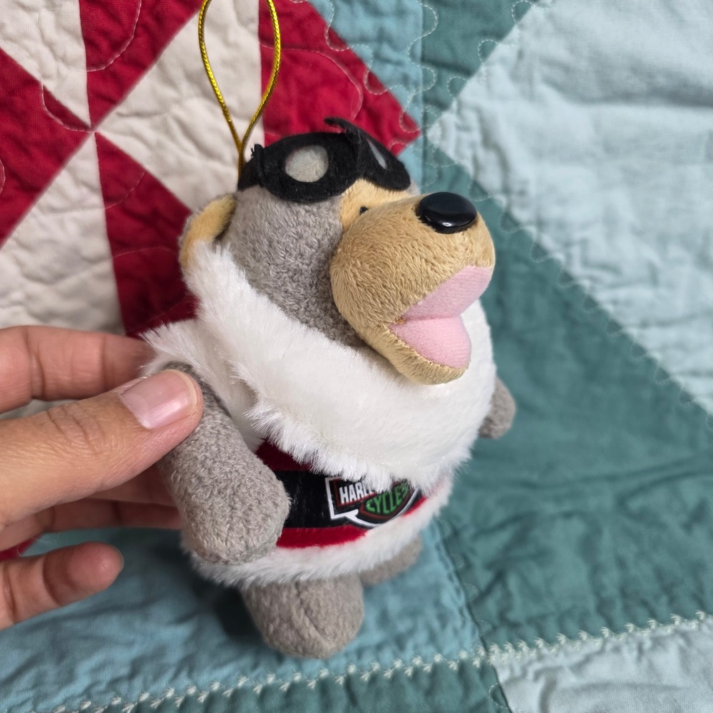 Harley-Davidson Biker Bear Christmas Ornament Plush 2012 Grey Red